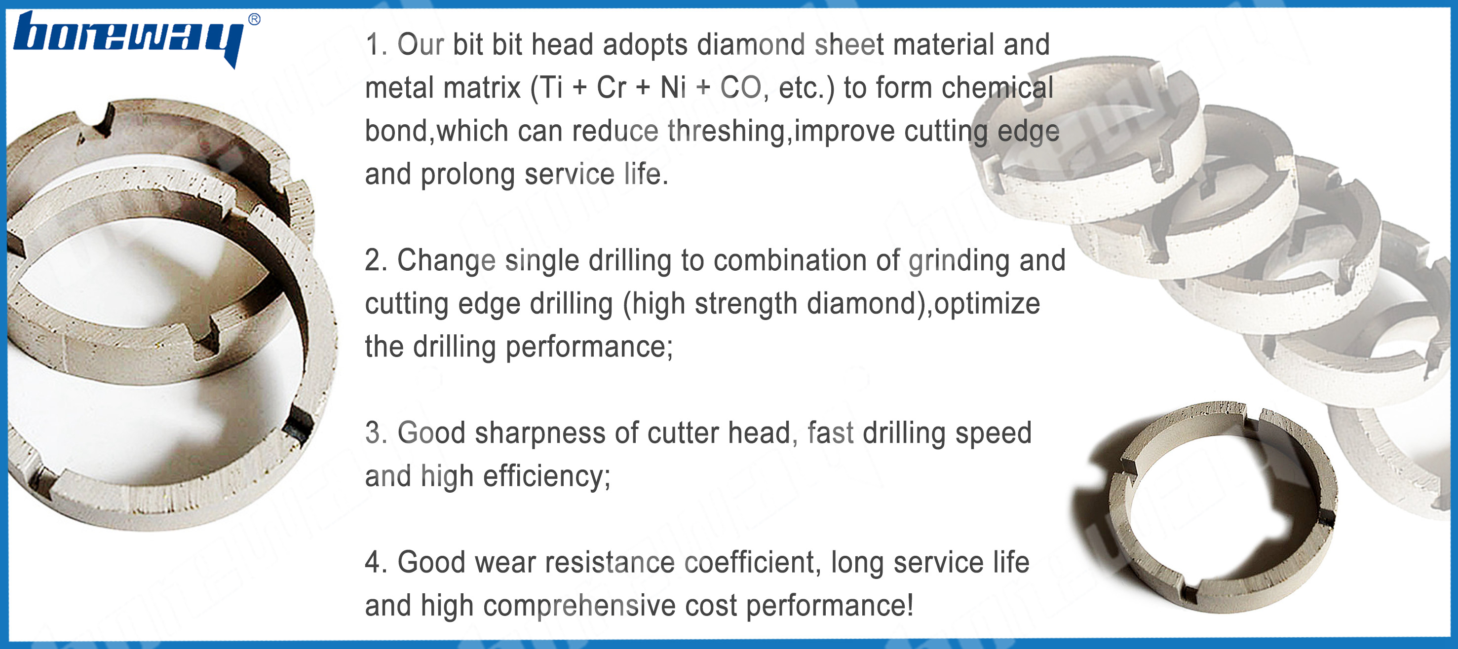 Boreway Diamond Segment For Core Drill Bit Of Green And Cured Concrete Wholesaler