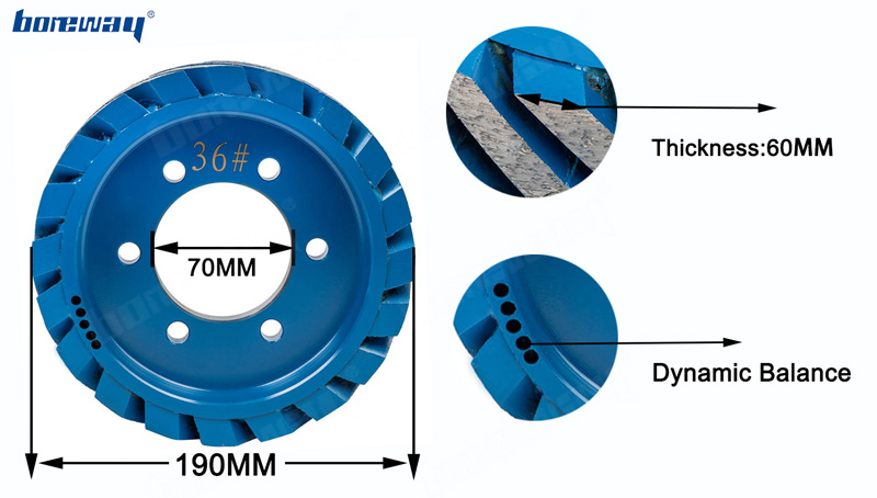 Boreway Factory Price 190mm Diamond Calibration Satellite Wheel Grinding Tools For Artificial Quartz Manufacturer