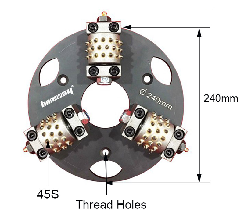 China Factory 240mm Diamatic Bush Hammer Plates Dish With 3 Roller 45 Segments 