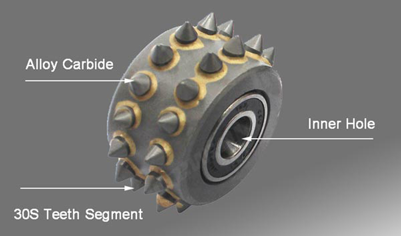 30 Tip Alloy Carbide Bush Hammer Rollers For Concrete Finish 55