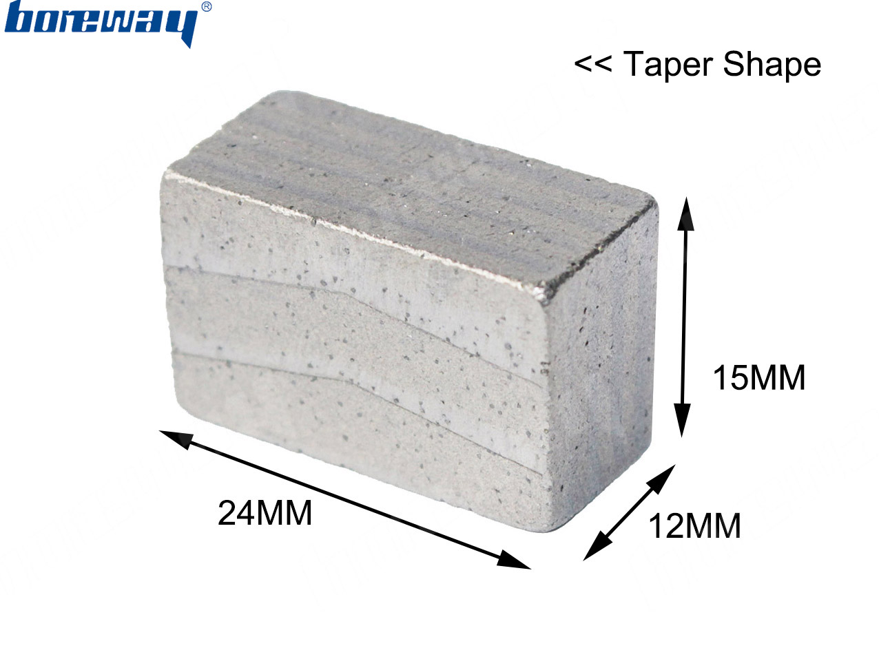 Boreway 20mm Height Black Diamond Granite Cutting Segment Tips For Manufacturer