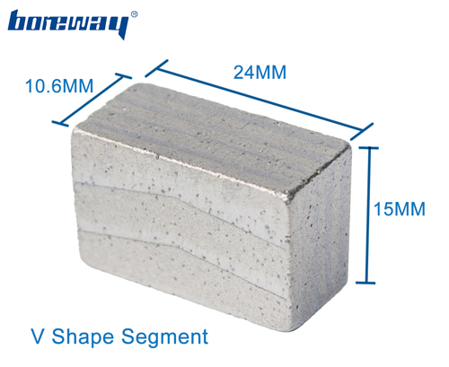 2000mm silver welding v step diamond granite segment