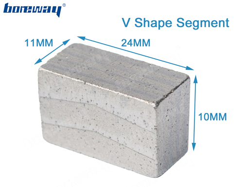 Boreway 2000mm Silver Welding v Step Diamond Granite For Cutting Blade Segment Wholesaler