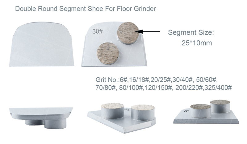 Two Round Segment Lavina Pads Concrete Floor Shoe Abrasive Terrazzo Grinding Tools  For Manufacturer